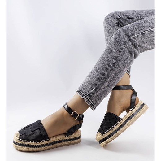Czarne espadryle na platformie Lafrenière 36 ButyModne.pl