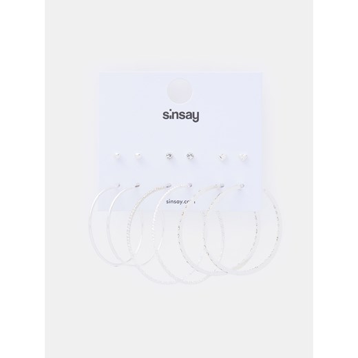 Sinsay - Kolczyki 6 pack - Srebrny Sinsay Jeden rozmiar Sinsay