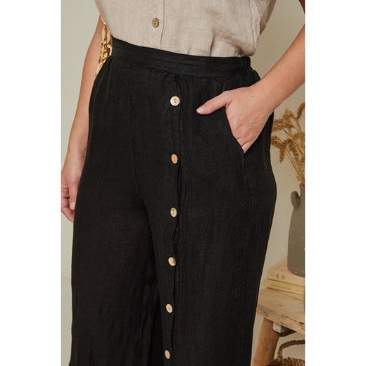 Curvy Lady Lniane spodnie w kolorze czarnym Curvy Lady 48/50 wyprzedaż Limango Polska