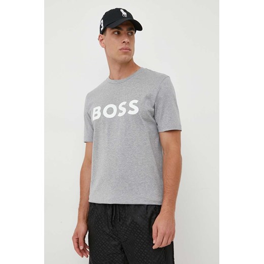 BOSS t-shirt bawełniany kolor szary z nadrukiem 50495742 ze sklepu ANSWEAR.com w kategorii T-shirty męskie - zdjęcie 161205707