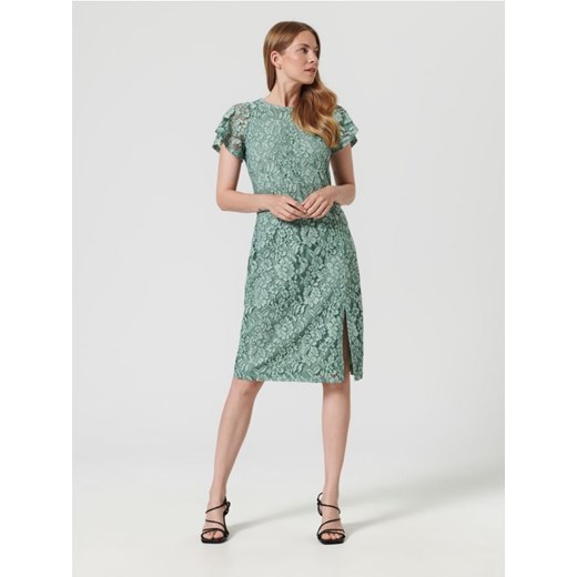 Sinsay - Sukienka midi z koronką - zielony ze sklepu Sinsay w kategorii Sukienki - zdjęcie 161207927