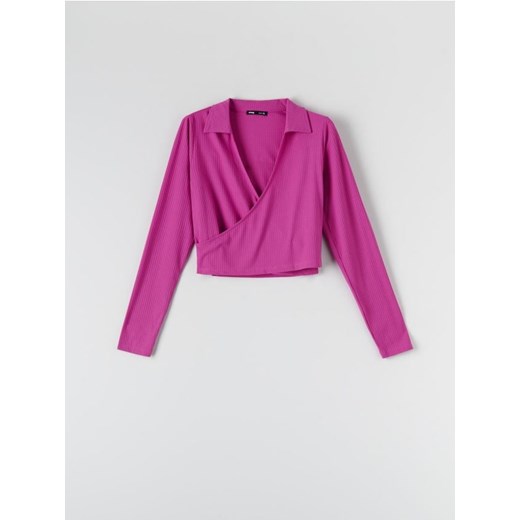Sinsay - Crop top w prążki - fioletowy ze sklepu Sinsay w kategorii Bluzki damskie - zdjęcie 161209428