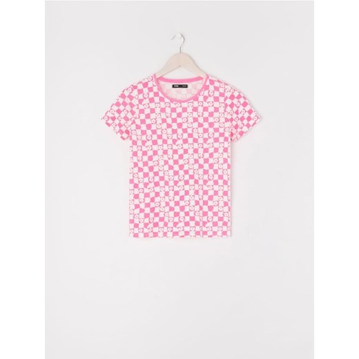 Sinsay - Koszulka ze wzorem - różowy Sinsay XL Sinsay wyprzedaż