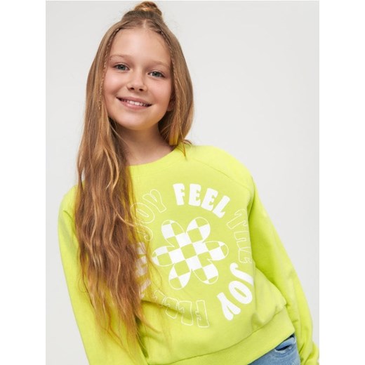 Sinsay - Bluza z nadrukiem - zielony Sinsay 152 okazyjna cena Sinsay
