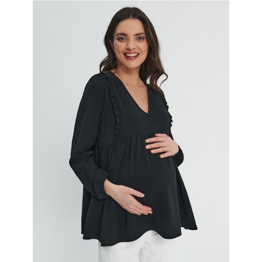 Sinsay - Bluzka z falbanami MAMA - czarny ze sklepu Sinsay w kategorii Bluzki ciążowe - zdjęcie 161214378