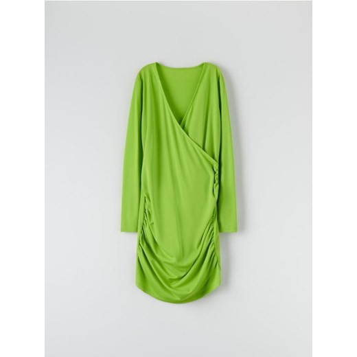 Sinsay - Sukienka mini z marszczeniami - zielony ze sklepu Sinsay w kategorii Sukienki - zdjęcie 161214456