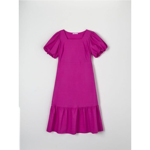 Sinsay - Sukienka midi z falbanami - fioletowy ze sklepu Sinsay w kategorii Sukienki - zdjęcie 161215007