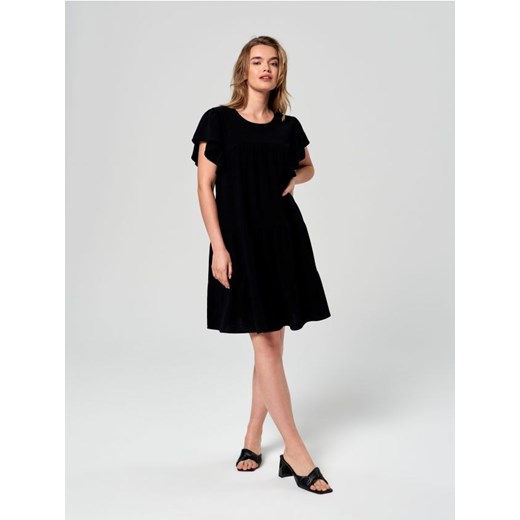 Sinsay - Sukienka mini z lnem - czarny ze sklepu Sinsay w kategorii Sukienki - zdjęcie 161215136