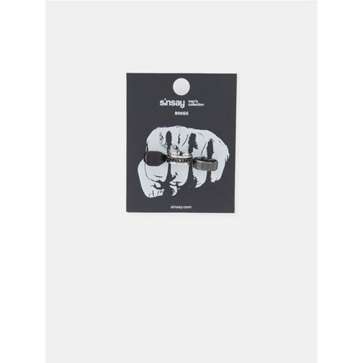 Sinsay - Pierścionki 3 pack - czarny Sinsay S/M Sinsay