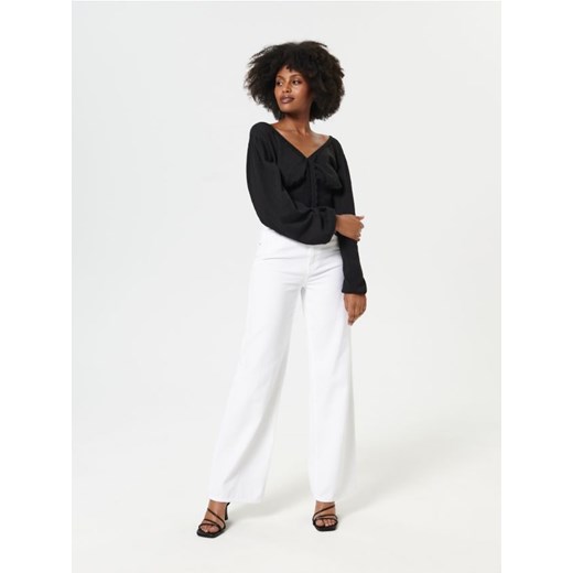 Sinsay - Bluzka z marszczeniem - czarny ze sklepu Sinsay w kategorii Bluzki damskie - zdjęcie 161216196