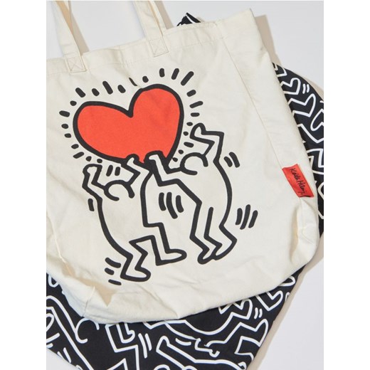 Sinsay - Torba shopper Keith Haring - kremowy Sinsay Jeden rozmiar promocja Sinsay