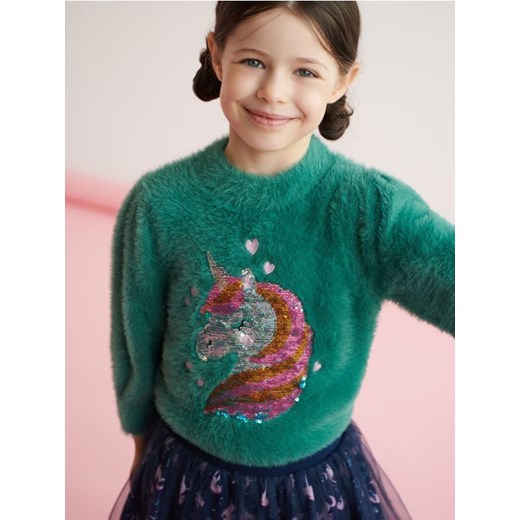 Sinsay - Sweter z cekinami - zielony ze sklepu Sinsay w kategorii Swetry dziewczęce - zdjęcie 161217048