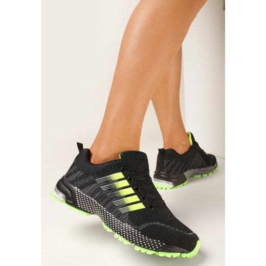 Czarno-Zielone Buty Sportowe przed Kostkę z Sznurowaniem Millsea ze sklepu born2be.pl w kategorii Buty sportowe damskie - zdjęcie 161229407