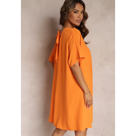 Pomarańczowa Sukienka o Kroju Nietoperza z Ozdobnym Wiązaniem na Plecach Cylean Renee ONE SIZE Renee odzież okazja