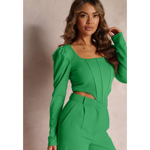 Zielona Bluzka Gorsetowa z Przeszyciami Noemikke ze sklepu Renee odzież w kategorii Bluzki damskie - zdjęcie 161231939