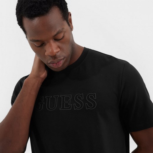 T-shirt męski Guess czarny z krótkim rękawem młodzieżowy 