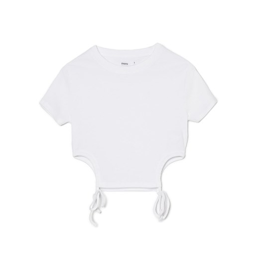 Cropp - Biała koszulka z wycięciami - biały ze sklepu Cropp w kategorii Bluzki damskie - zdjęcie 161238306