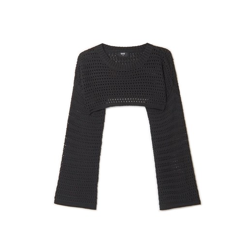 Cropp - Krótki czarny sweter - czarny ze sklepu Cropp w kategorii Swetry damskie - zdjęcie 161247975