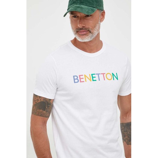 United Colors of Benetton t-shirt bawełniany kolor biały z nadrukiem United Colors Of Benetton S ANSWEAR.com