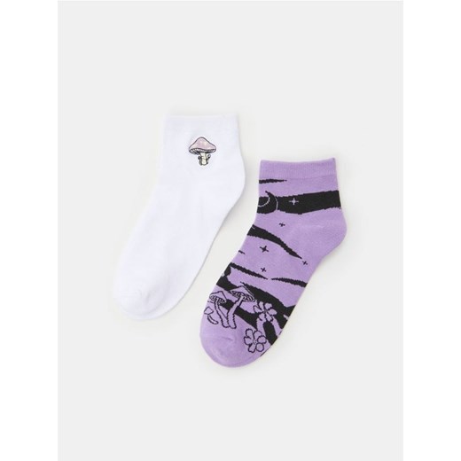Sinsay - Skarpetki bawełniane 2 pack - fioletowy Sinsay 39/41 promocja Sinsay