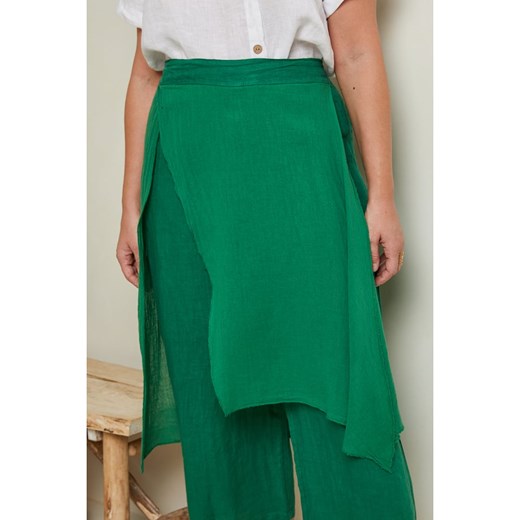 Curvy Lady Lniane spodnie w kolorze zielonym Curvy Lady 48/50 promocja Limango Polska