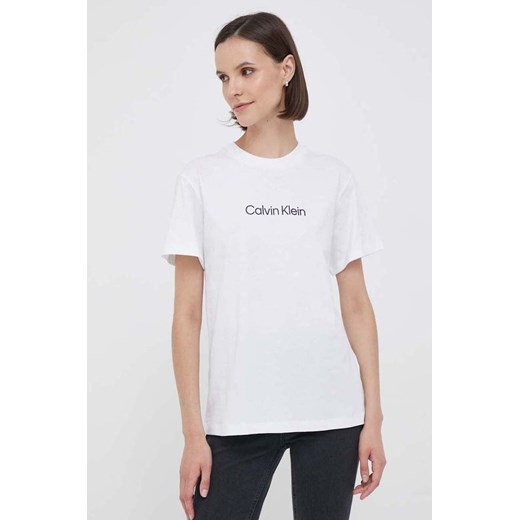 Calvin Klein t-shirt bawełniany kolor biały ze sklepu ANSWEAR.com w kategorii Bluzki damskie - zdjęcie 161284507