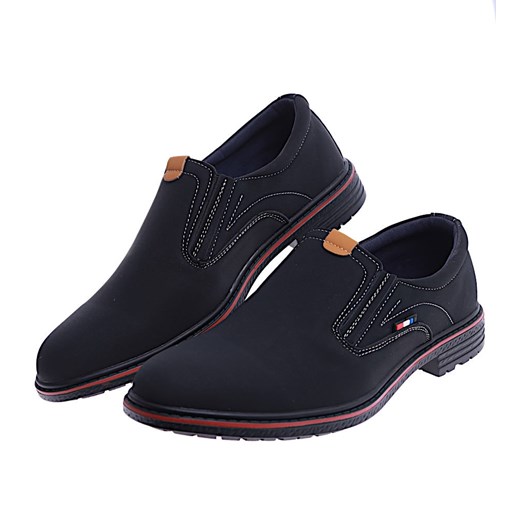 Wsuwane męskie półbuty czarne pantofle /E2-3 14663 S499/ ze sklepu Pantofelek24.pl w kategorii Półbuty męskie - zdjęcie 161288517