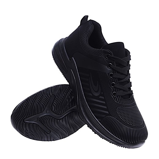 Sznurowane męskie czarne buty sportowe /B6-1 14634 S491/ ze sklepu Pantofelek24.pl w kategorii Buty sportowe męskie - zdjęcie 161288636
