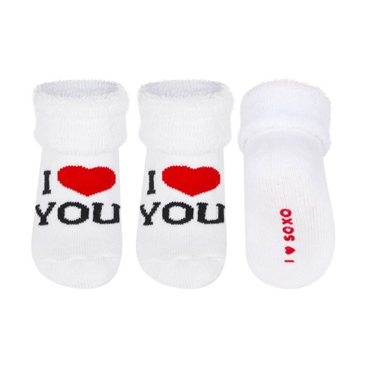 Skarpetki niemowlęce białe SOXO z napisami ze sklepu Sklep SOXO w kategorii Skarpetki dziecięce - zdjęcie 161288928