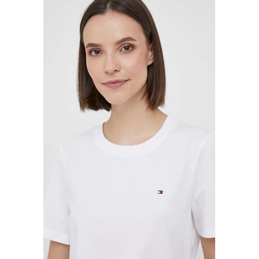 Tommy Hilfiger t-shirt bawełniany kolor biały WW0WW39848 ze sklepu ANSWEAR.com w kategorii Bluzki damskie - zdjęcie 161289626