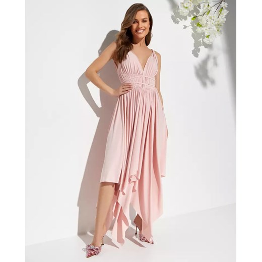 Sukienka różowa Norma Kamali bez rękawów maxi elegancka