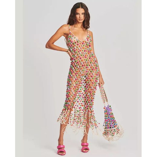 RETROFETE Sukienka z siatki z kolorowymi koralami Calypso rozmiar XS/S Retrofete M/L okazja Moliera2.com