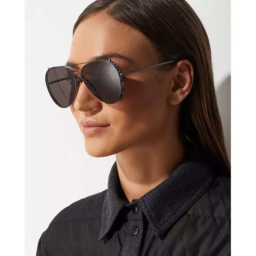 ALEXANDER MCQUEEN Czarne okulary aviator ONE SIZE okazyjna cena Moliera2.com