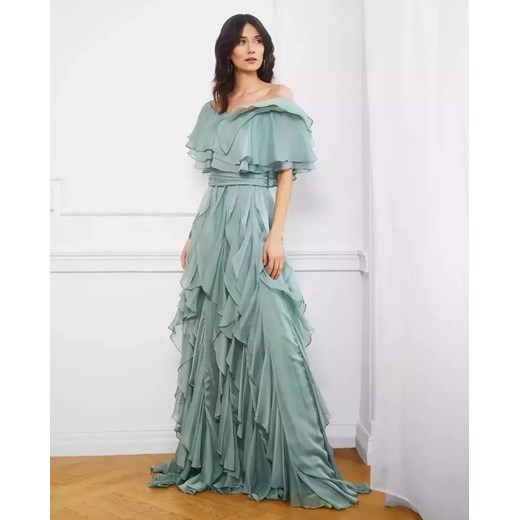 CASTELLANI Jedwabna maxi sukienka z falbanami Andrietta rozmiar L Castellani M Moliera2.com okazja