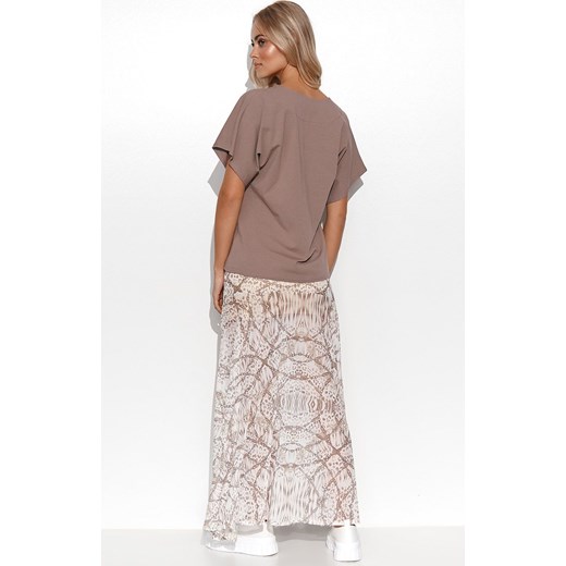 T-shirt damski oversize w kolorze mokka M776, Kolor mocca, Rozmiar 36/38, Makadamia 40/42 Primodo