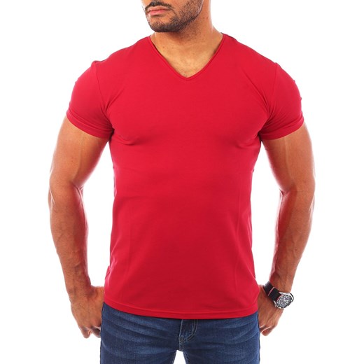 Męska koszulka t-shirt v-neck - czerwona Risardi S Risardi