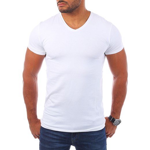 Męska koszulka t-shirt v-neck - biała ze sklepu Risardi w kategorii T-shirty męskie - zdjęcie 161315967
