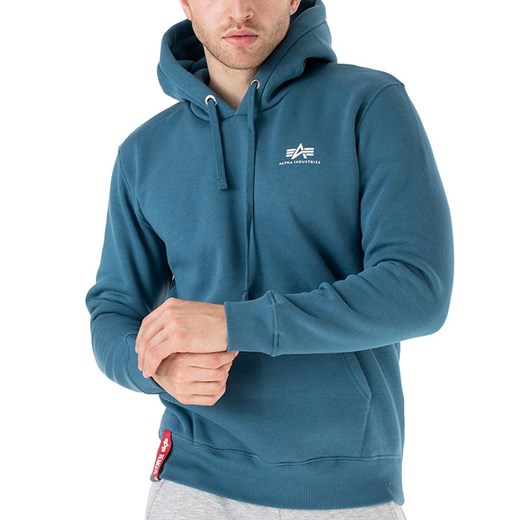 Bluza Alpha Industries Basic Hoody Small Logo 196318678 - niebieska ze sklepu streetstyle24.pl w kategorii Bluzy męskie - zdjęcie 161317517