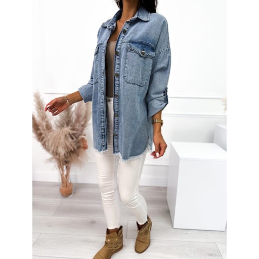 Błękitna Jeansowa Koszula Modnakiecka.pl 42 ModnaKiecka.pl