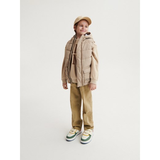 Reserved - Pikowana kamizelka z kapturem - Beżowy Reserved 146 (10 lat) Reserved