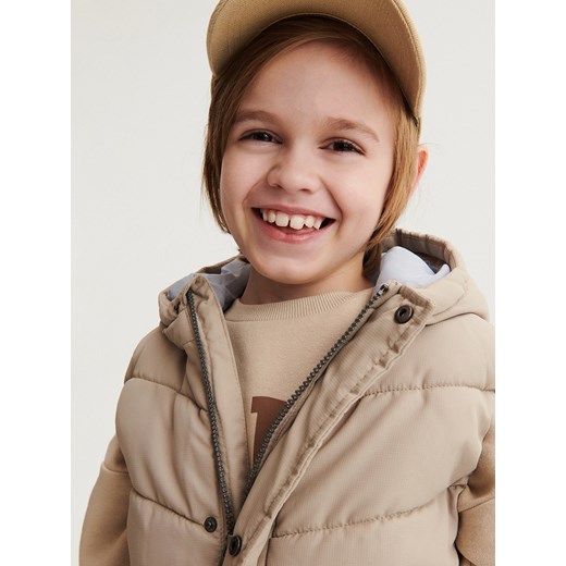 Reserved - Pikowana kamizelka z kapturem - Beżowy Reserved 122 (6-7 lat) Reserved