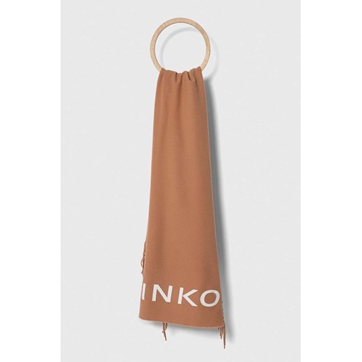 Pinko szalik wełniany kolor brązowy ze sklepu ANSWEAR.com w kategorii Szaliki i chusty damskie - zdjęcie 161342169
