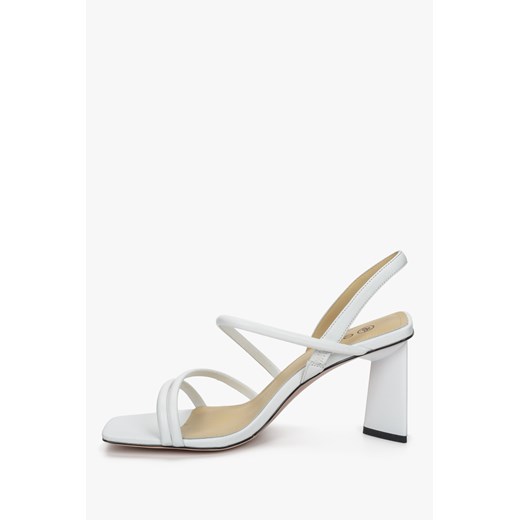 Sandały damskie Estro białe na obcasie ze skóry 
