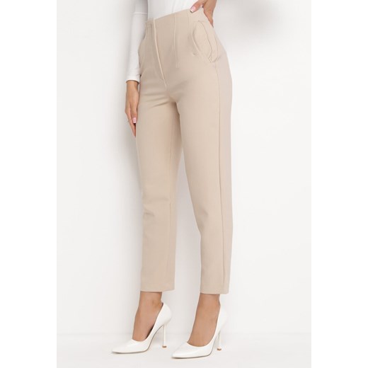 Beżowe Spodnie Prestyanah ze sklepu Born2be Odzież w kategorii Spodnie damskie - zdjęcie 161349716