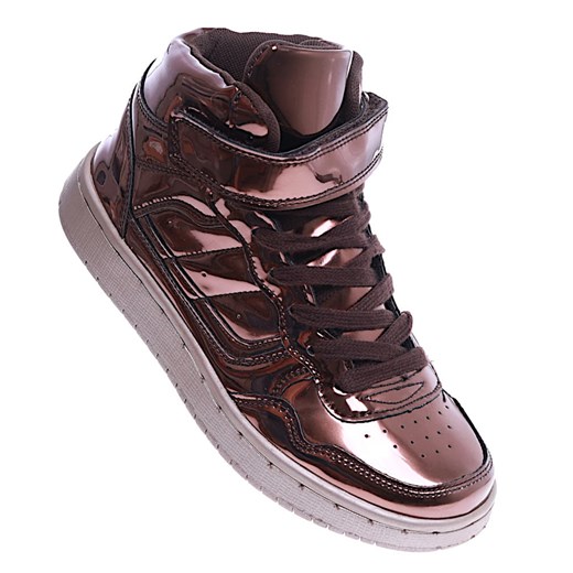 Wiązane brązowe sneakersy z wysoką cholewką /G5-3 14720 T282/ ze sklepu Pantofelek24.pl w kategorii Buty sportowe damskie - zdjęcie 161352019