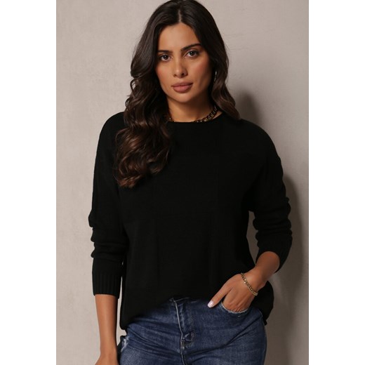 Czarny Sweter z Długim Rękawem Alexzana ze sklepu Renee odzież w kategorii Swetry damskie - zdjęcie 161352427