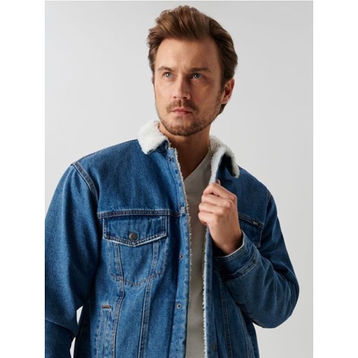 Sinsay - Kurtka jeansowa sherpa - niebieski ze sklepu Sinsay w kategorii Kurtki męskie - zdjęcie 161353506