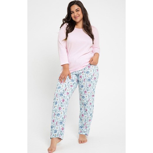 Bawełniana piżama damska Plus Size Amora 3008, Kolor różowy-wzór, Rozmiar XXL, Taro ze sklepu Intymna w kategorii Piżamy damskie - zdjęcie 161354485