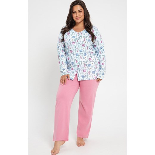 Bawełniana piżama damska Plus Size Valencia 3009, Kolor błękitno-różowy, Rozmiar XXL, Taro ze sklepu Intymna w kategorii Piżamy damskie - zdjęcie 161354488