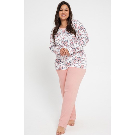 Bawełniana piżama damska Plus Size Gardenia 3021, Kolor ecru-łosoś, Rozmiar XXL, Taro ze sklepu Intymna w kategorii Piżamy damskie - zdjęcie 161354507